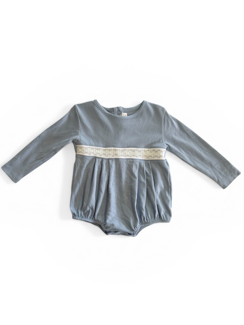 The Beaufort Bonnet Company Long Sleeve Bradford Bubble Barrington Blue Smocking